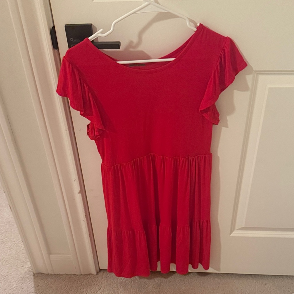 Red Ruffle Sleeve Dress